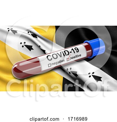 Flag of Norfolk Waving in the Wind with a Positive Covid 19 Blood Test Tube by stockillustrations