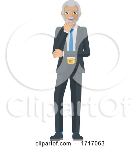 Mature Business Man Thinking Mascot Concept by AtStockIllustration