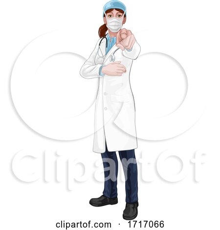 Doctor Woman Needs You Pointing by AtStockIllustration