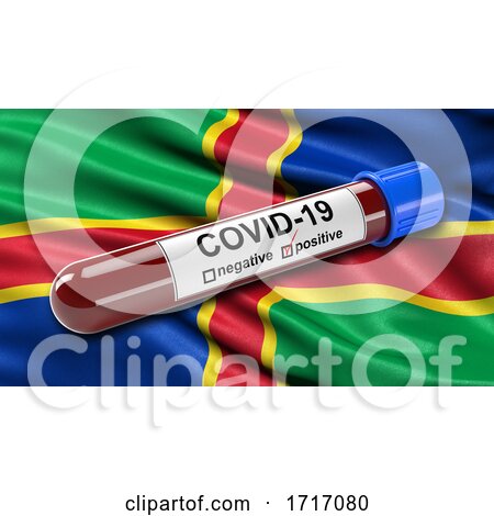 Flag of Lincolnshire Waving in the Wind with a Positive Covid 19 Blood Test Tube by stockillustrations