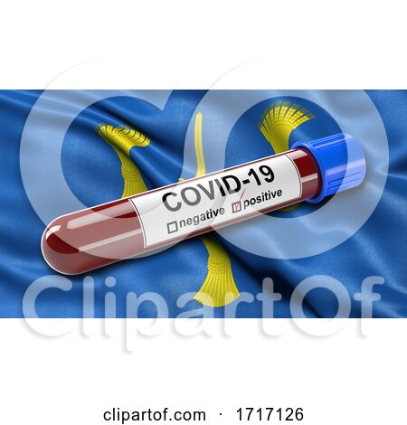 Flag of Cheshire Waving in the Wind with a Positive Covid 19 Blood Test Tube by stockillustrations