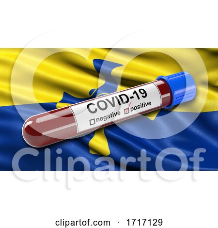Flag of Durham Waving in the Wind with a Positive Covid 19 Blood Test Tube by stockillustrations