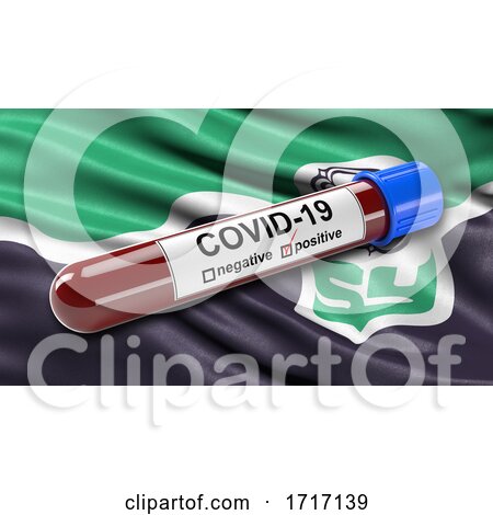 Flag of South Yorkshire Waving in the Wind with a Positive Covid 19 Blood Test Tube by stockillustrations
