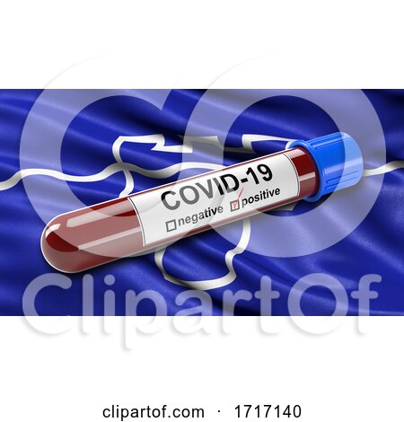 Flag of Tyne and Wear Waving in the Wind with a Positive Covid 19 Blood Test Tube by stockillustrations