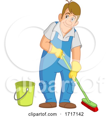 Cartoon Janitor Cleaning by yayayoyo