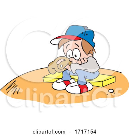 Cartoon Little Boy Pouting After Losing in a Baseball Game by Johnny Sajem