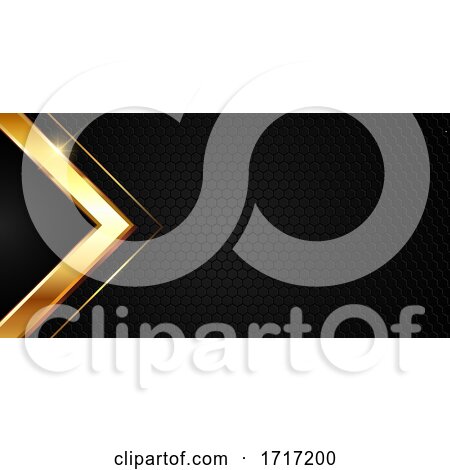 Abstract Banner Design with Gold Metallic Texture on Hexagonal Pattern Background by KJ Pargeter