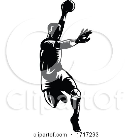 Handball Player Black and White by patrimonio