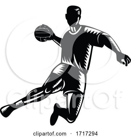 Handball Player Black and White by patrimonio