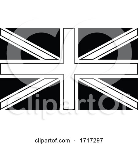 National Flag of the Country or Nation of Great Britain Union Jack Black and White by patrimonio