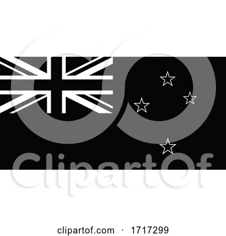 National Flag of the Country or Nation of New Zealand Black and White by patrimonio