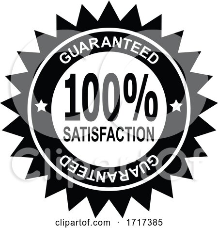 100 Percent Satisfaction Guaranteed Stamp Mark Seal Sign Black and White by patrimonio