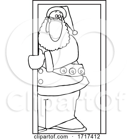 Cartoon Covid Santa Wearing a Mask in a Doorway by djart