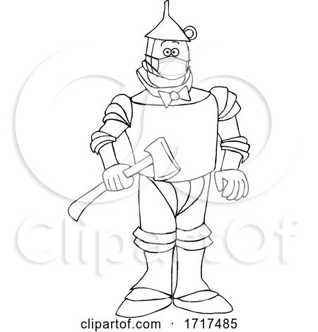 Cartoon Black and White Tin Man Wearing a Mask by djart