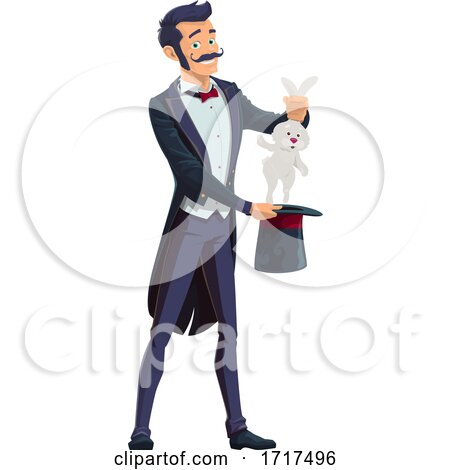 Magician Pulling a Rabbit from a Hat by Vector Tradition SM