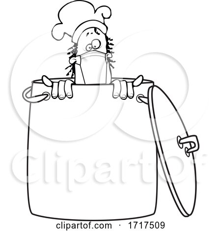Cartoon Black and White Nun Male Chef Wearing a Mask in a Pot by djart