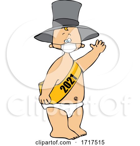 Cartoon New Years 2021 Covid Baby Wearing a Sash by djart