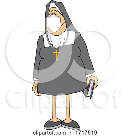 Cartoon Nun Wearing a Face Mask by djart
