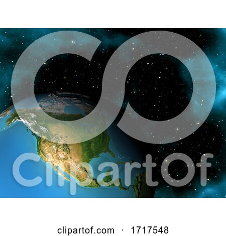 3D Space Scene with Earth in Starry Sky by KJ Pargeter