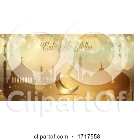 Gold Bokeh Lights Banner for Eid Al Adha by KJ Pargeter