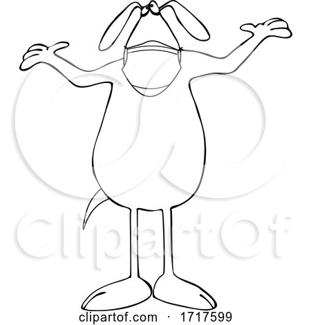 Cartoon Black and White Dog Wearing a Mask and Standing and Shrugging by djart