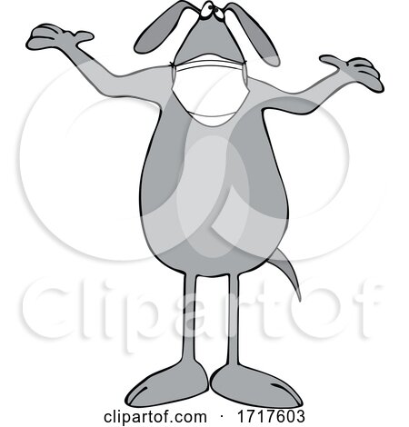 Cartoon Dog Wearing a Mask and Standing and Shrugging by djart