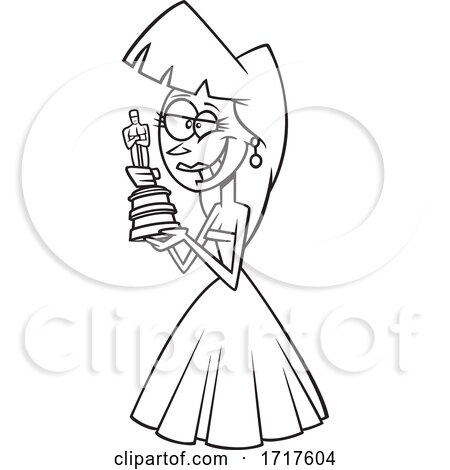 Cartoon Outline Actress Receiving an Award by toonaday