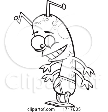 Cartoon Outline Alien Wearing Tighty Whities by toonaday