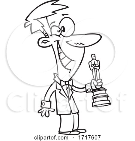 Cartoon Outline Man Giving or Receiving an Award by toonaday