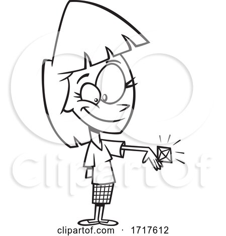 Cartoon Outline Woman Showing off Her Diamond Ring by toonaday