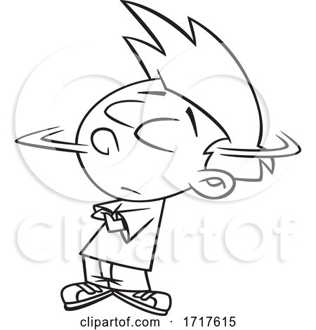 Cartoon Outline Stubborn Boy Shaking His Head by toonaday