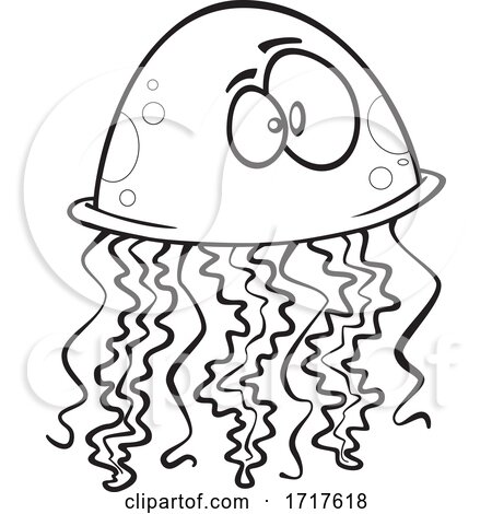 Cartoon Outline Jellyfish by toonaday