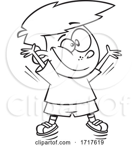 Cartoon Outline Boy Doing Jumping Jacks by toonaday