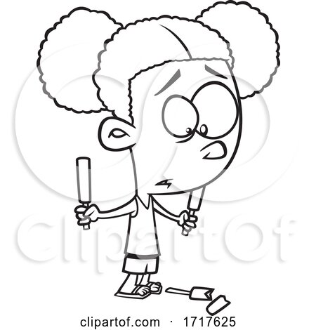 Cartoon Outline Girl Dropping a Popsicle by toonaday