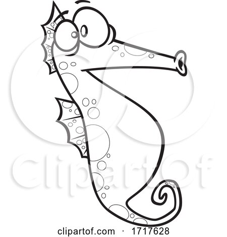 Cartoon Outline Seahorse by toonaday