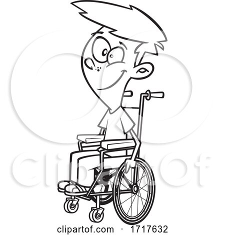 Cartoon Outline Teen Boy in a Wheelchair by toonaday