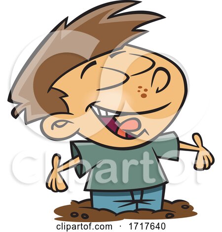 Cartoon Boy Knee Deep in Dirt by toonaday