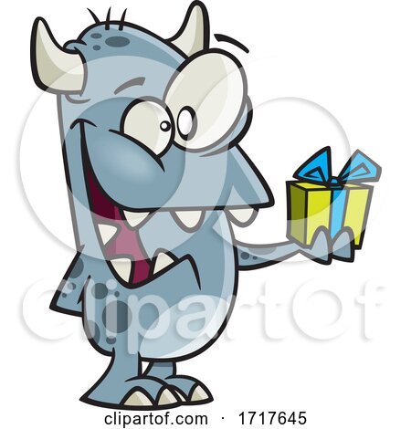 Cartoon Monster Giving a Gift by toonaday