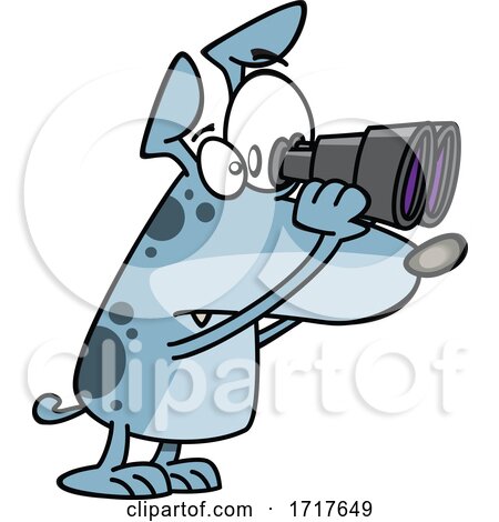 Cartoon Watch Dog Looking Through Binoculars by toonaday