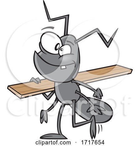 Cartoon Worker Ant Carrying Lumber by toonaday