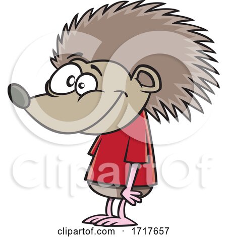 Cartoon Happy Hedgehog in a Tee Shirt by toonaday