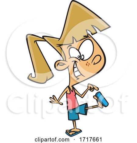 Cartoon Girl Wearing Flip Flops by toonaday