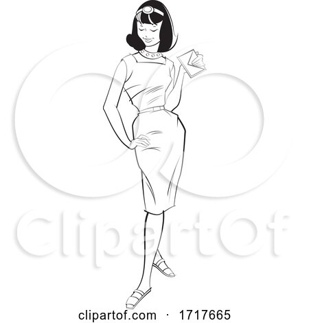 Stylish Black and White Woman in a Retro Dress by Lal Perera
