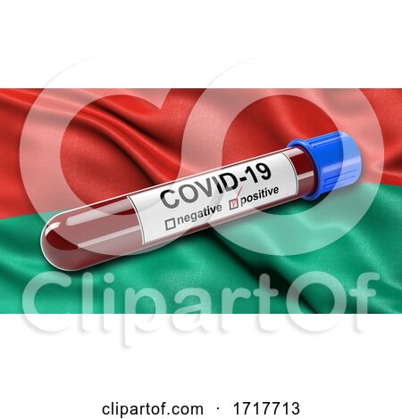 Flag of La Paz Waving in the Wind with a Positive Covid 19 Blood Test Tube by stockillustrations