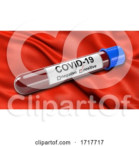 Flag of Oruro Waving in the Wind with a Positive Covid 19 Blood Test Tube by stockillustrations