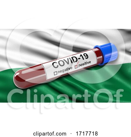 Flag of Pando Waving in the Wind with a Positive Covid 19 Blood Test Tube by stockillustrations