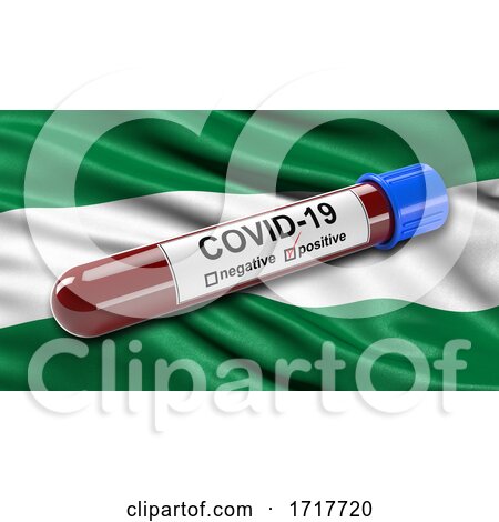 Flag of Santa Cruz Waving in the Wind with a Positive Covid 19 Blood Test Tube by stockillustrations