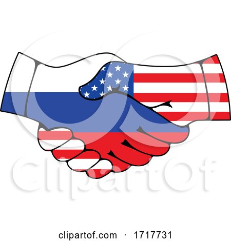 Russian and American Flag Hands Shaking by Vector Tradition SM
