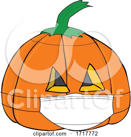 Covid Halloween Jackolantern Pumpkin Wearing a Mask by djart