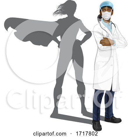 Superhero Doctor Woman with Super Hero Shadow by AtStockIllustration